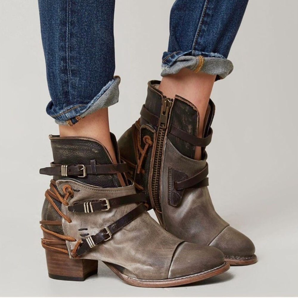 Freebird Gray and Brown Ankle Boots